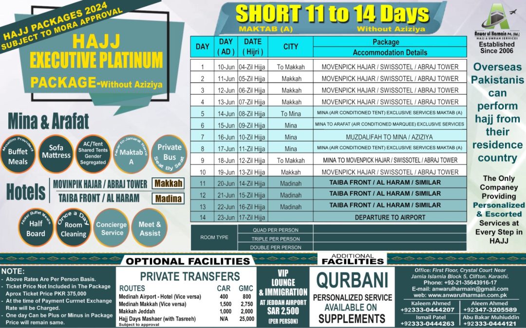 Hajj Executive Platinum Package – Without Aziziya
